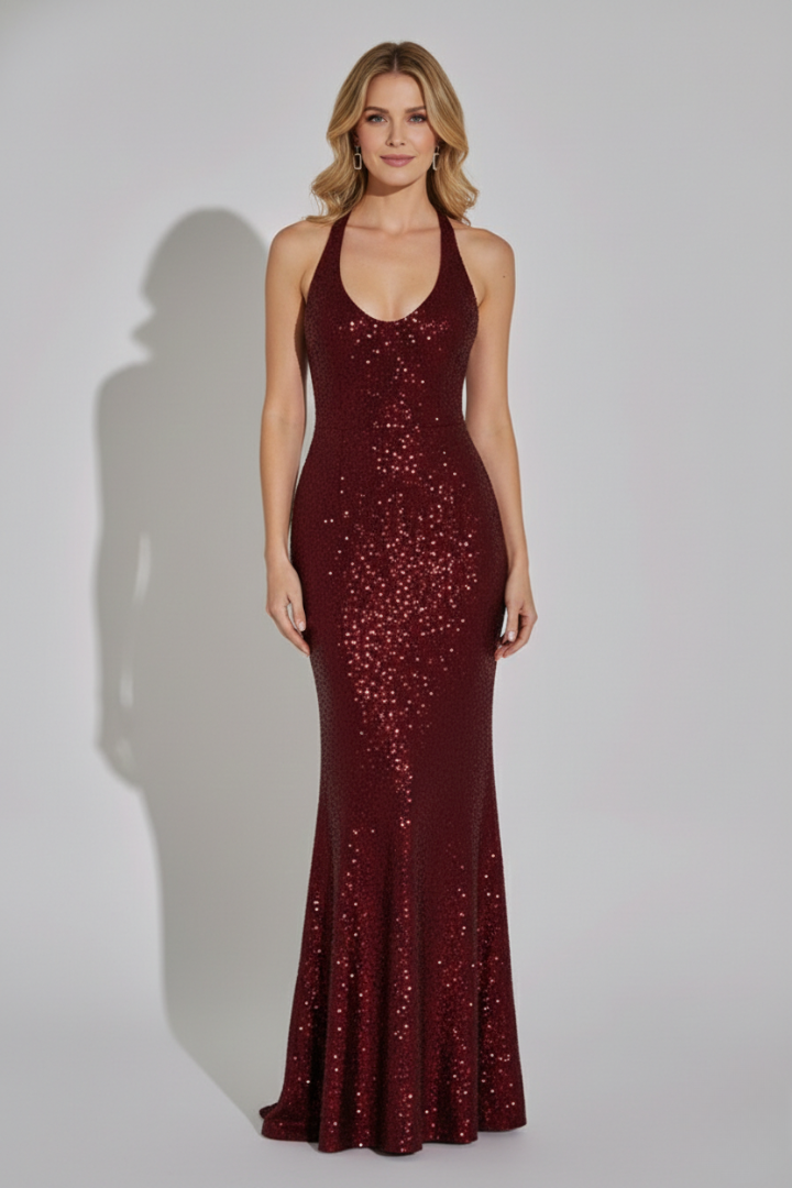 Women’s Maxi Dress with V Neckline and Sleeveless Cut