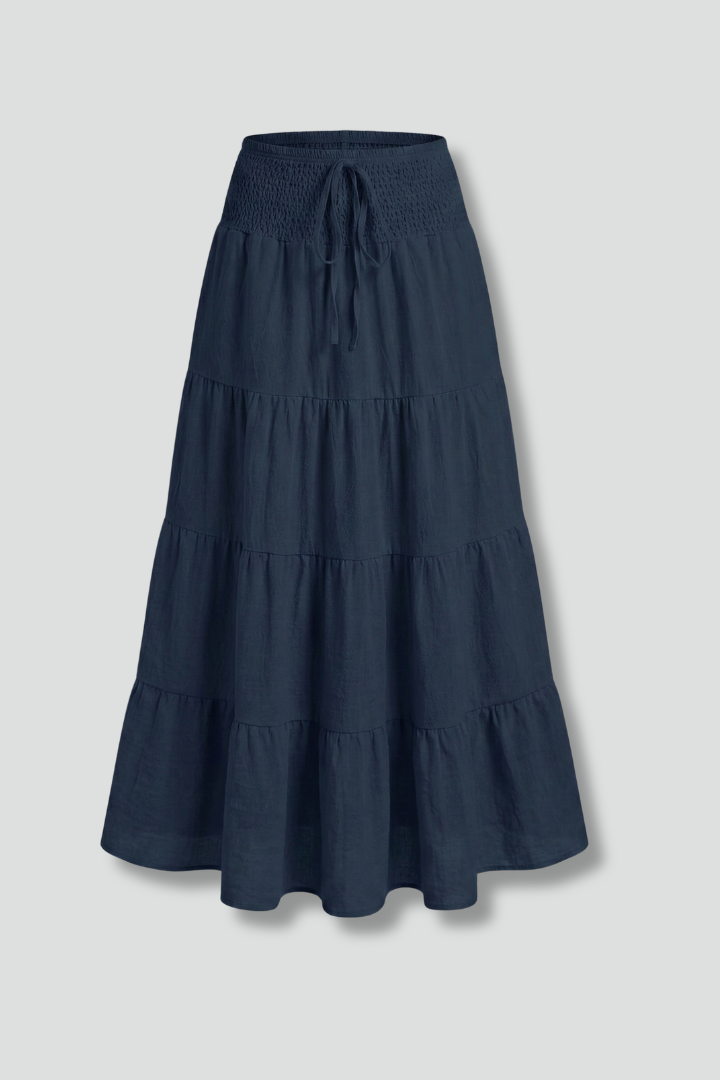 Women’s Maxi Skirt with Drawstring Waist and Tiered Panels