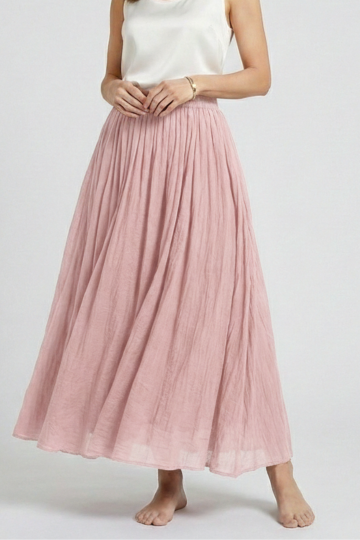 Women’s Maxi Skirt with Elastic Waist and Flared Hem