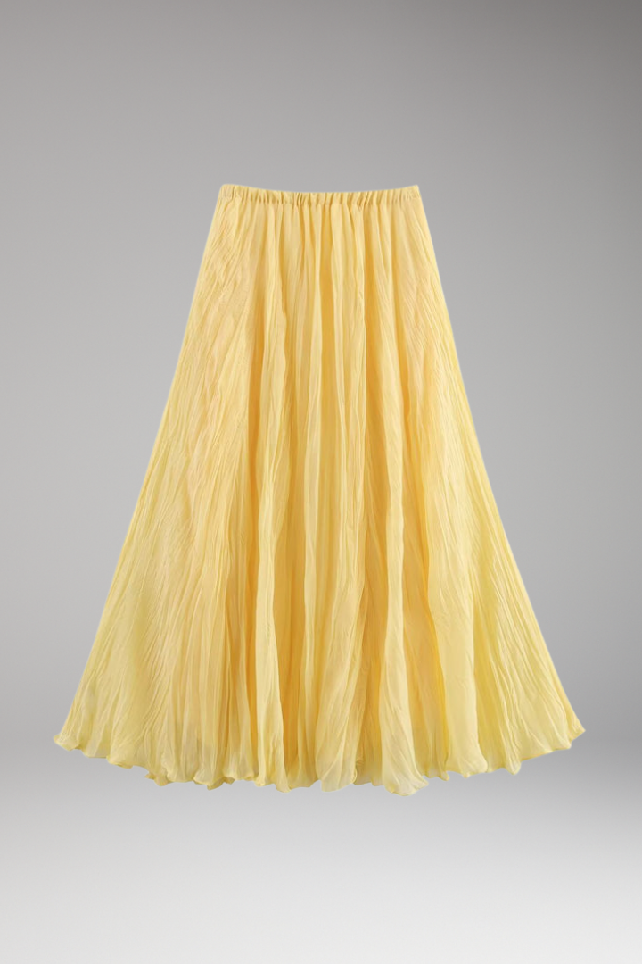 Women’s Maxi Skirt with Elastic Waist and Pleated Surface
