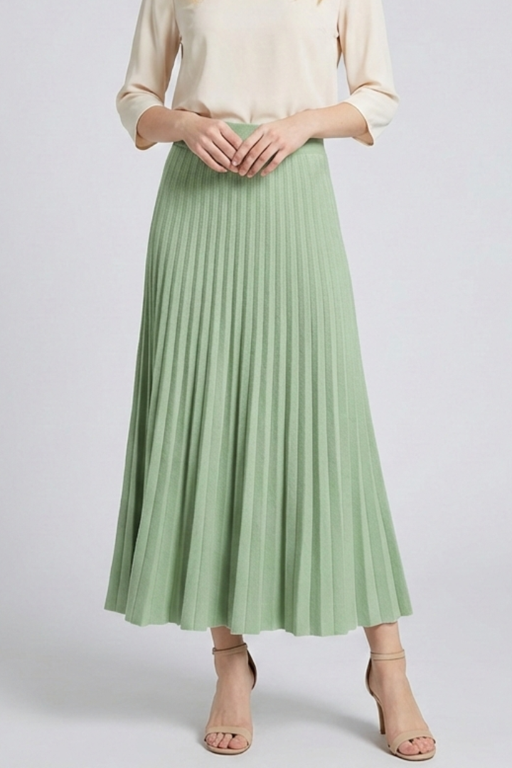 Women’s Maxi Skirt with Pleats and Elastic Waist