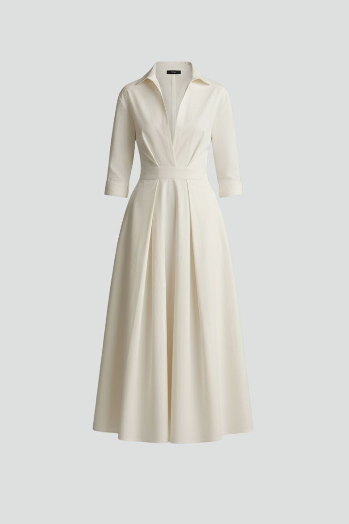 Women’s Midi Dress with Buttons and Waist Detail