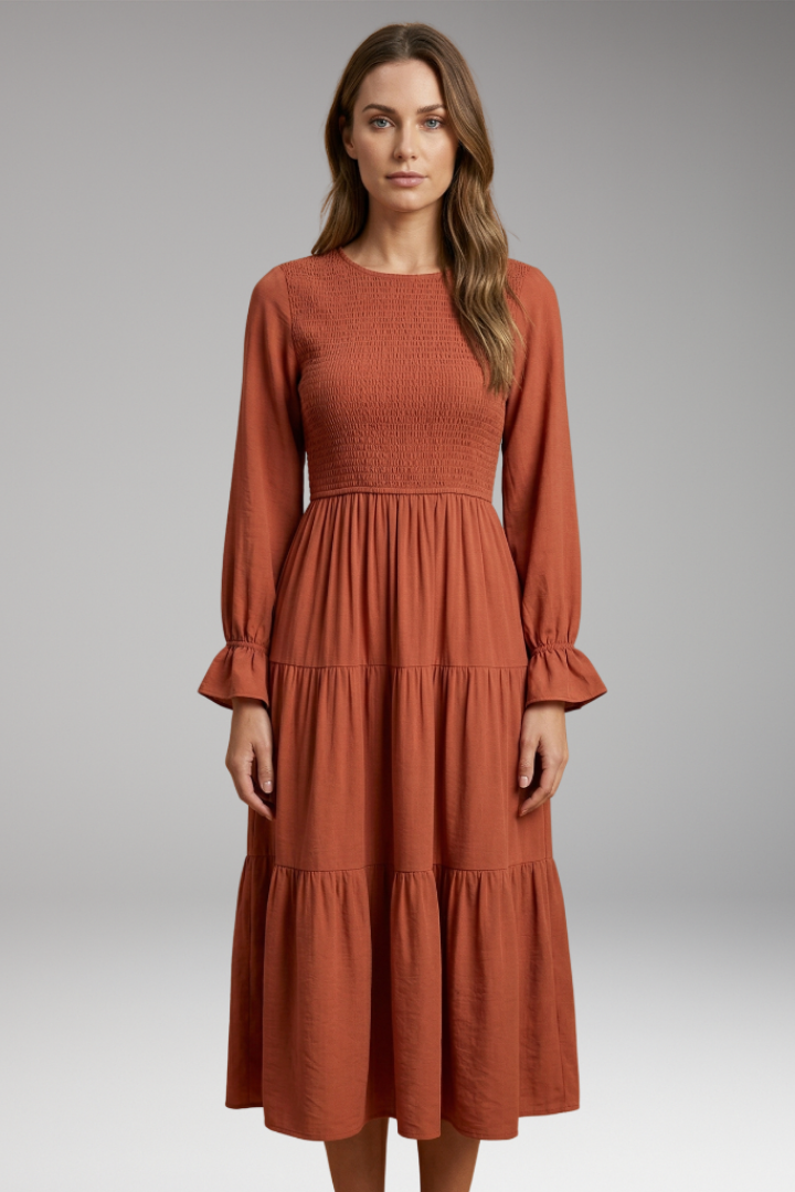 Women’s Midi Dress with Long Sleeves