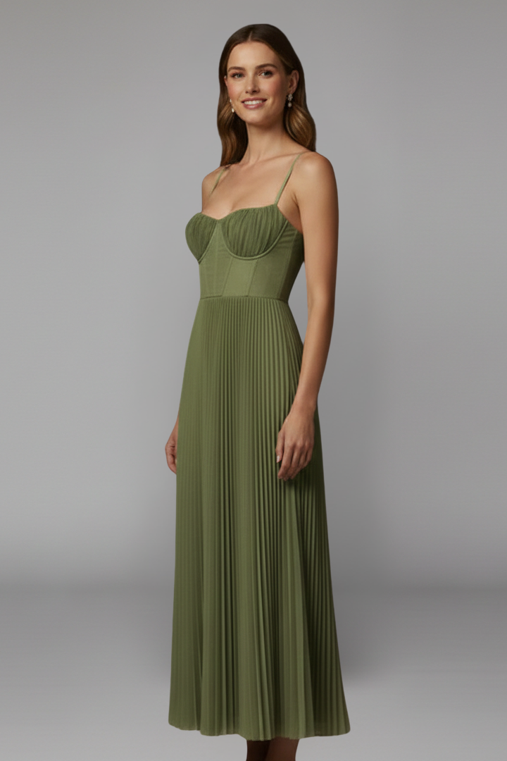 Women’s Midi Dress with Straight Neckline