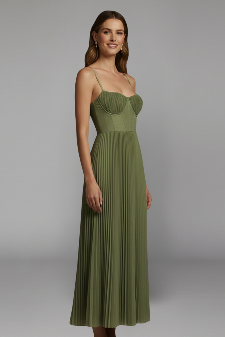 Women’s Midi Dress with Straight Neckline