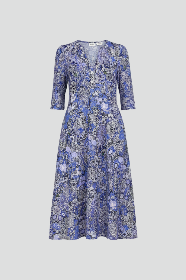 Women’s Midi Dress with V-Neck and Three-Quarter Sleeves