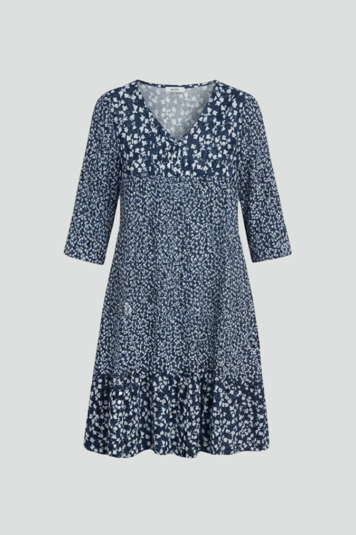 Women’s Midi Dress with V-Neckline and Smocked Waist