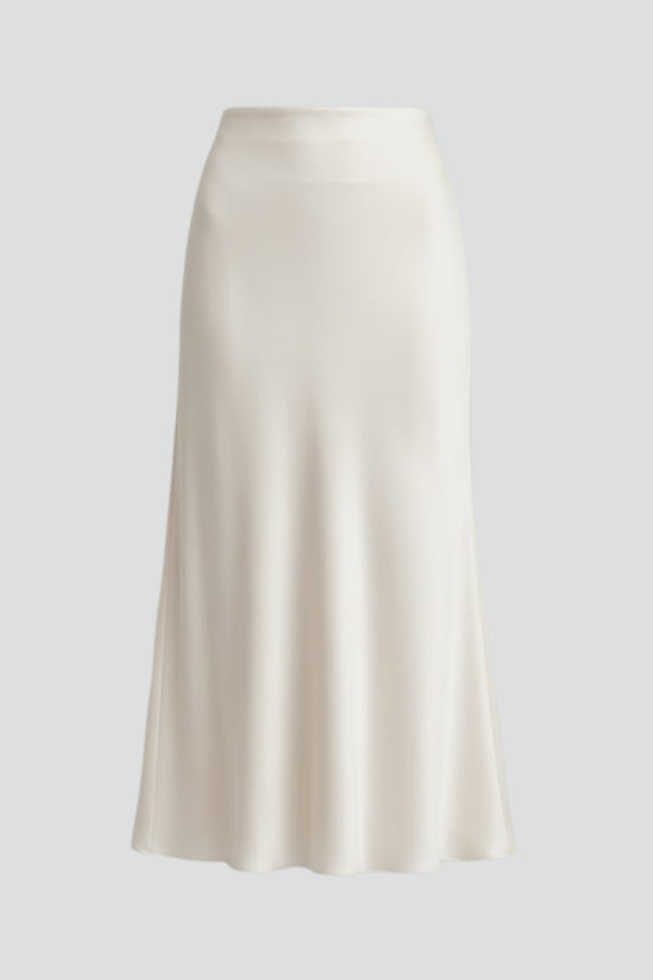 Women’s Midi Skirt with High Waist and Draped Cut