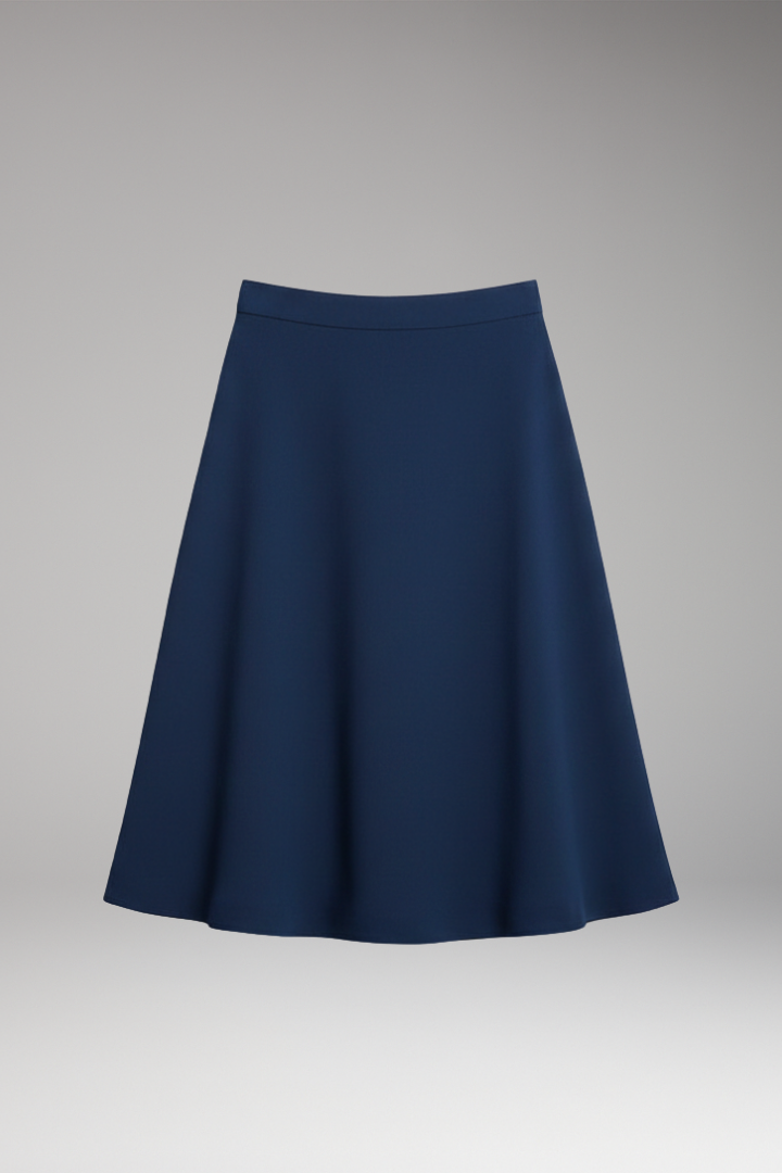 Women’s Midi Skirt with High Waist and Flared Cut