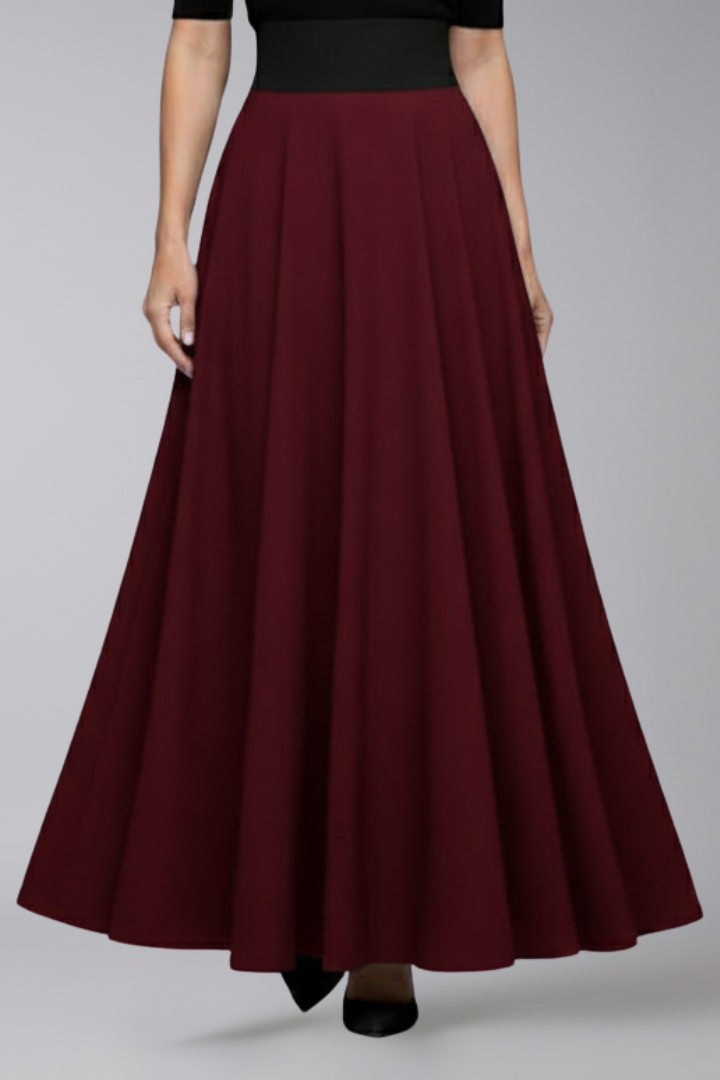 Women’s Midi Skirt with High Waist and Flared Hem