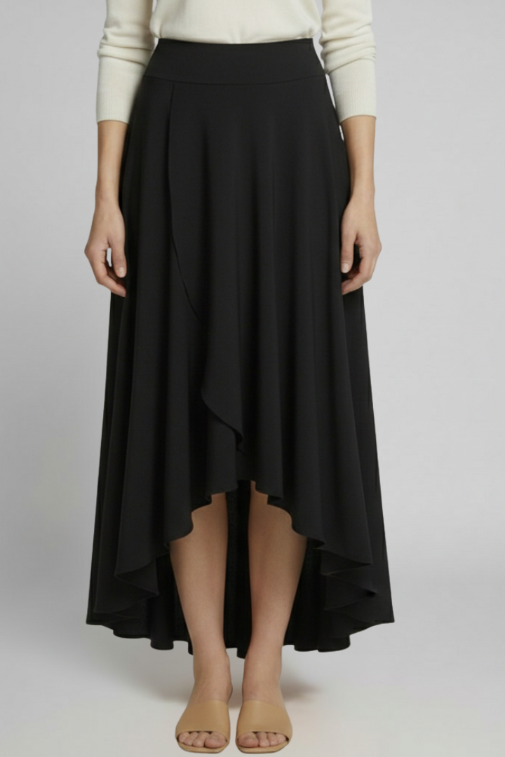 Women’s Midi Skirt with Layered Hem and High Waist