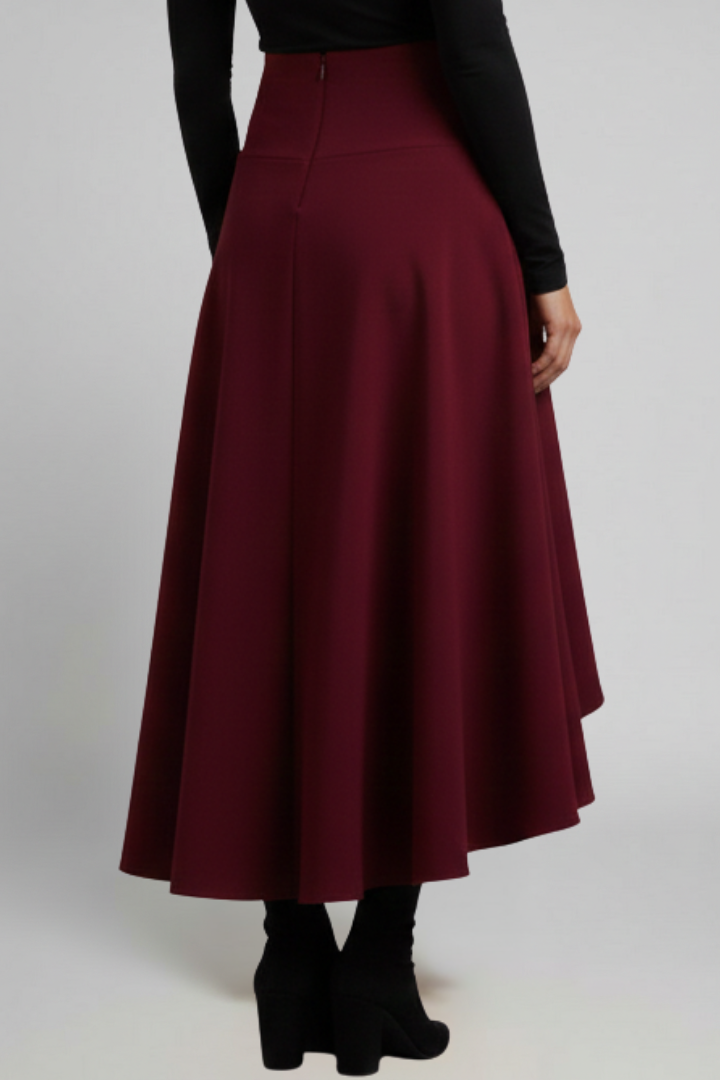 Women’s Midi Skirt with Layered Hem and High Waist