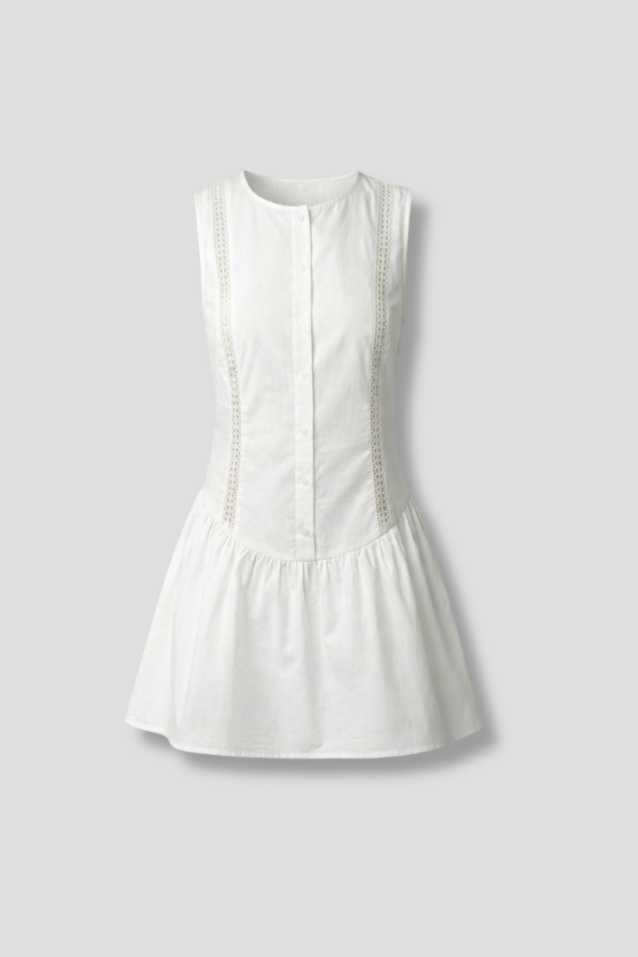 Women’s Mini Dress with Round Neck and Side Cutouts