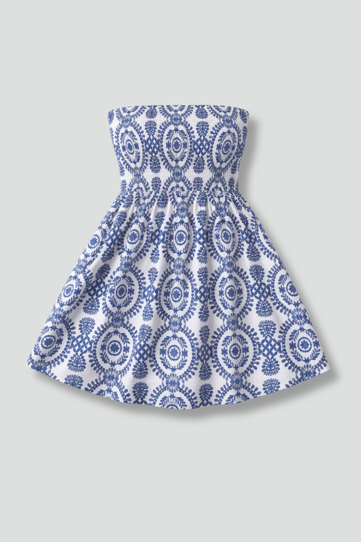 Women’s Mini Dress with Strapless Top and Flared Skirt