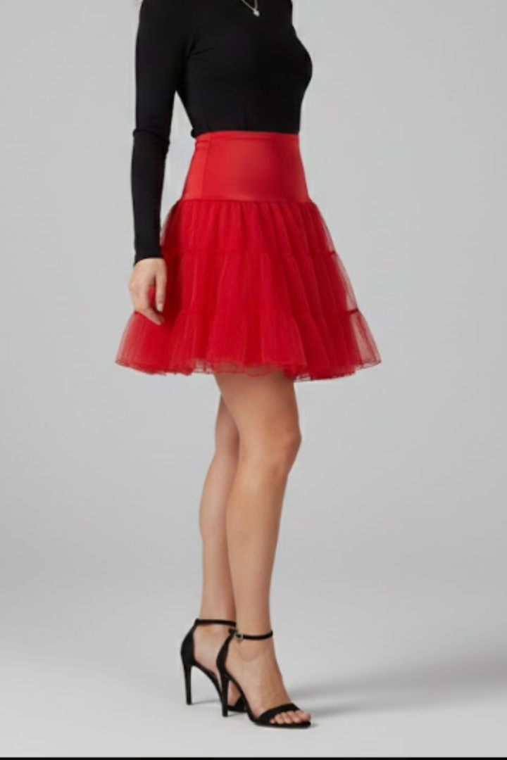 Women’s Mini Skirt with Elastic Waist and Tiered Mesh