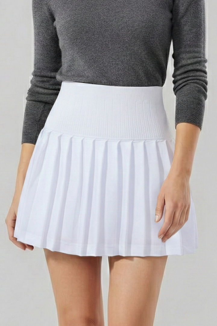 Women’s Mini Skirt with High Waist and Pleated Hem