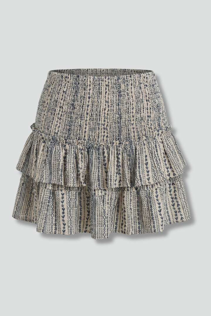 Women’s Mini Skirt with Shirred Waist and Ruffle Layers