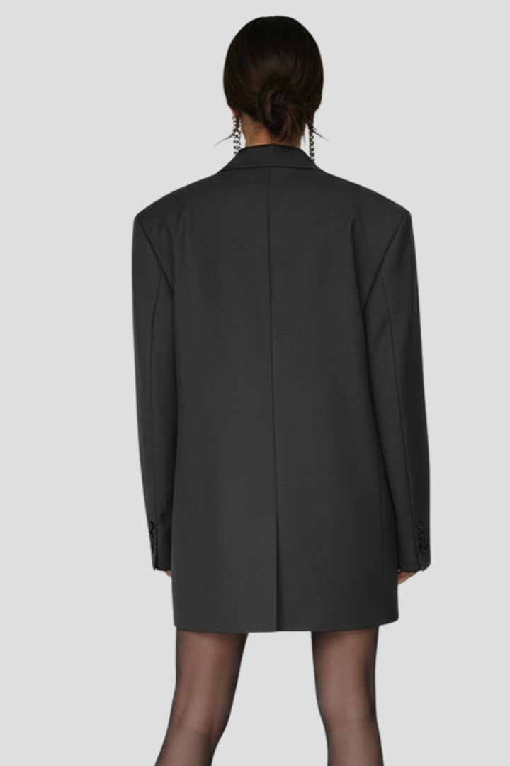 Women’s Oversized Blazer with Notched Lapel and Front Button Design