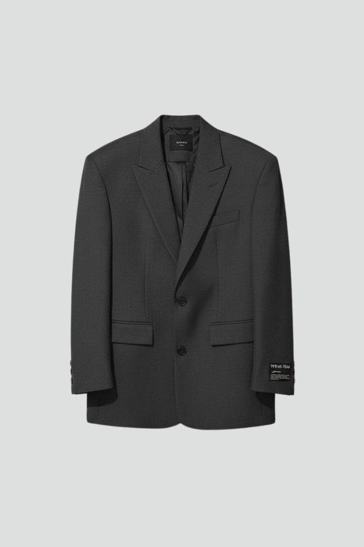 Women’s Oversized Blazer with Notched Lapel and Front Button Design