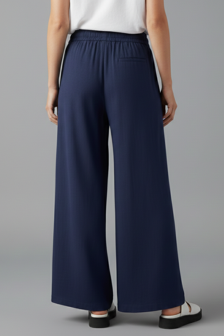 Women’s Palazzo Trousers with Elastic Waist and Pockets
