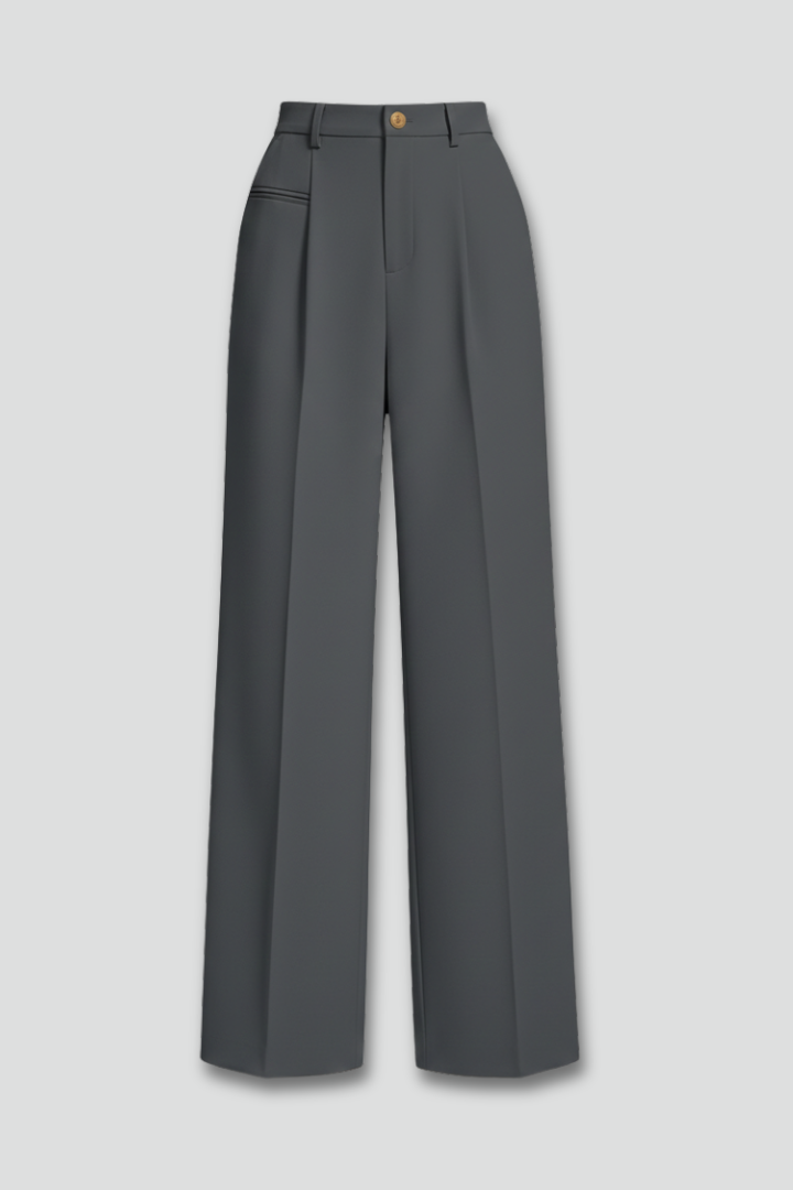 Women’s Palazzo Trousers with Front Pleats and Back Pockets
