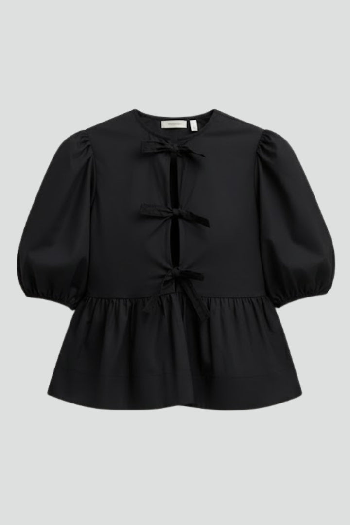 Women’s Peplum Blouse with Puffed Sleeves