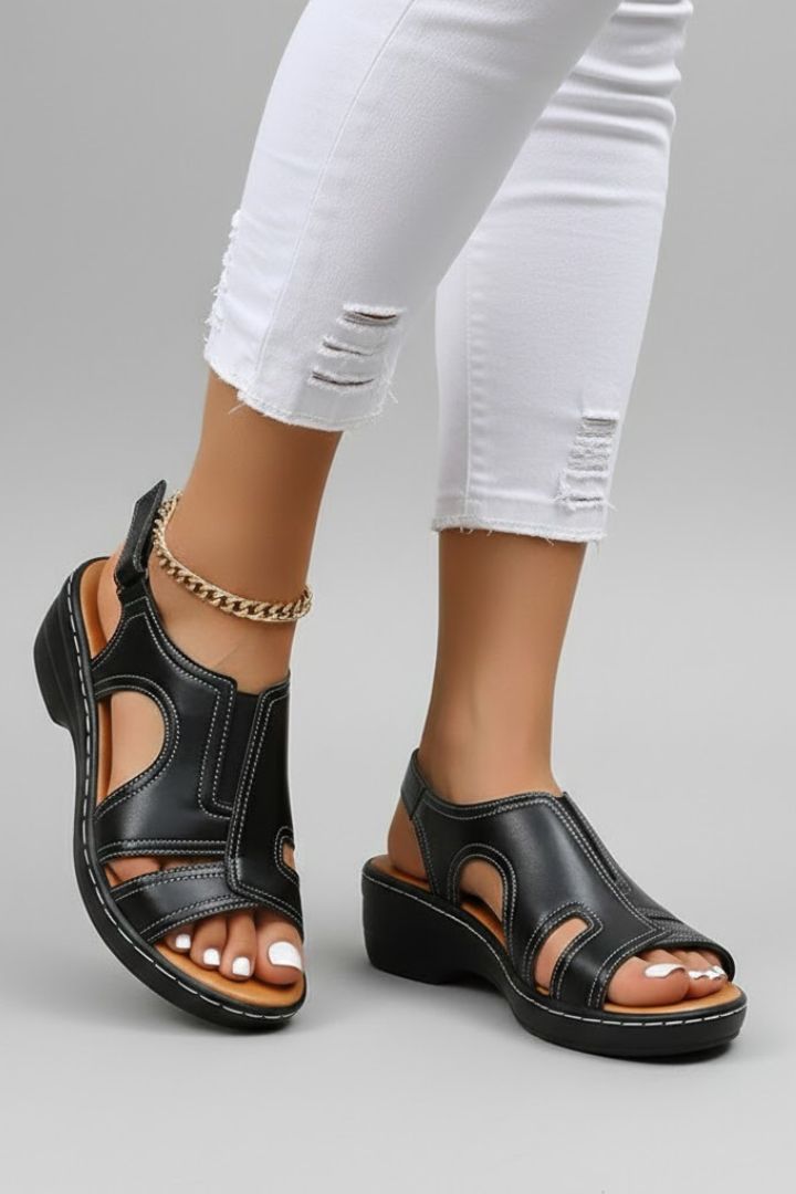 Women’s Platform Sandals with Open Toe and Cutout Upper