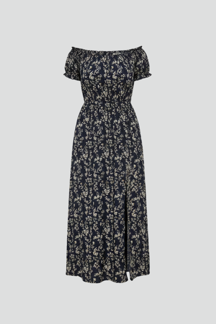 Women’s Plus Size Maxi Dress with Off-Shoulder Neckline and Side Slits