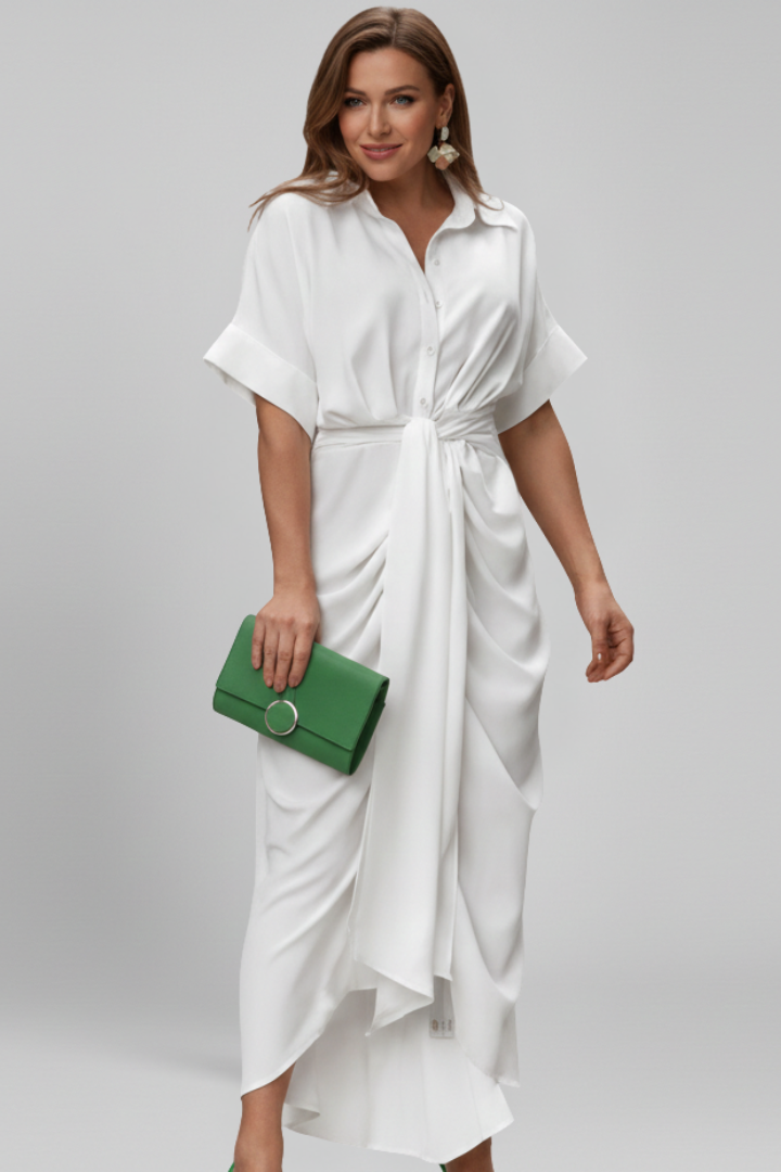 Women’s Shirt Dress with Belt and Short Sleeves