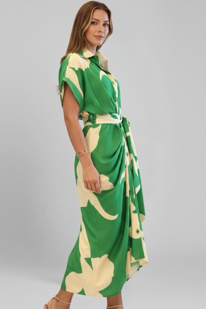 Women’s Shirt Dress with Belt and Short Sleeves