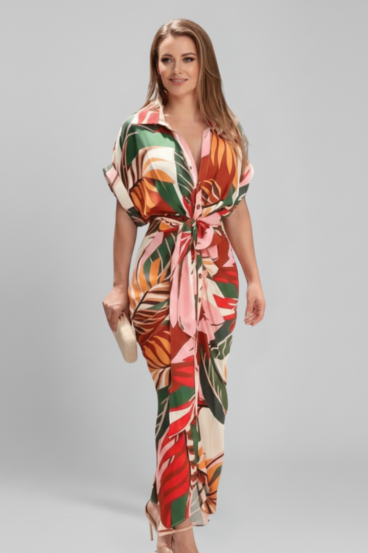 Women’s Shirt Dress with Belt and Short Sleeves