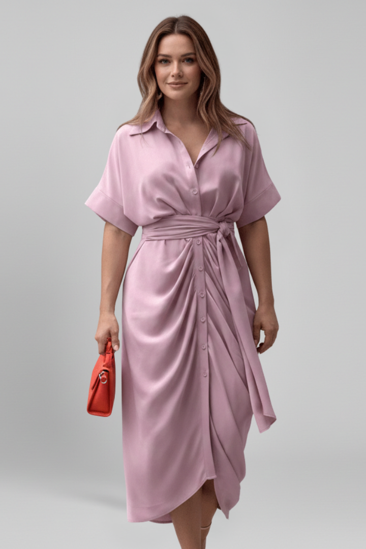 Women’s Shirt Dress with Belt and Short Sleeves