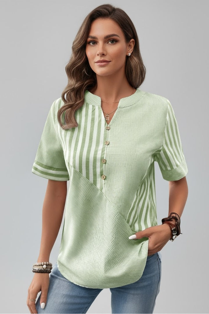 Women’s Short Sleeve Blouse with Button Front
