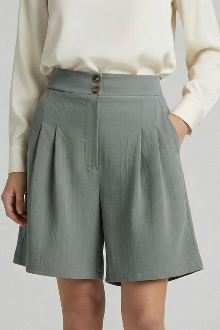 Women’s Shorts with Button Waist and Wide Legs