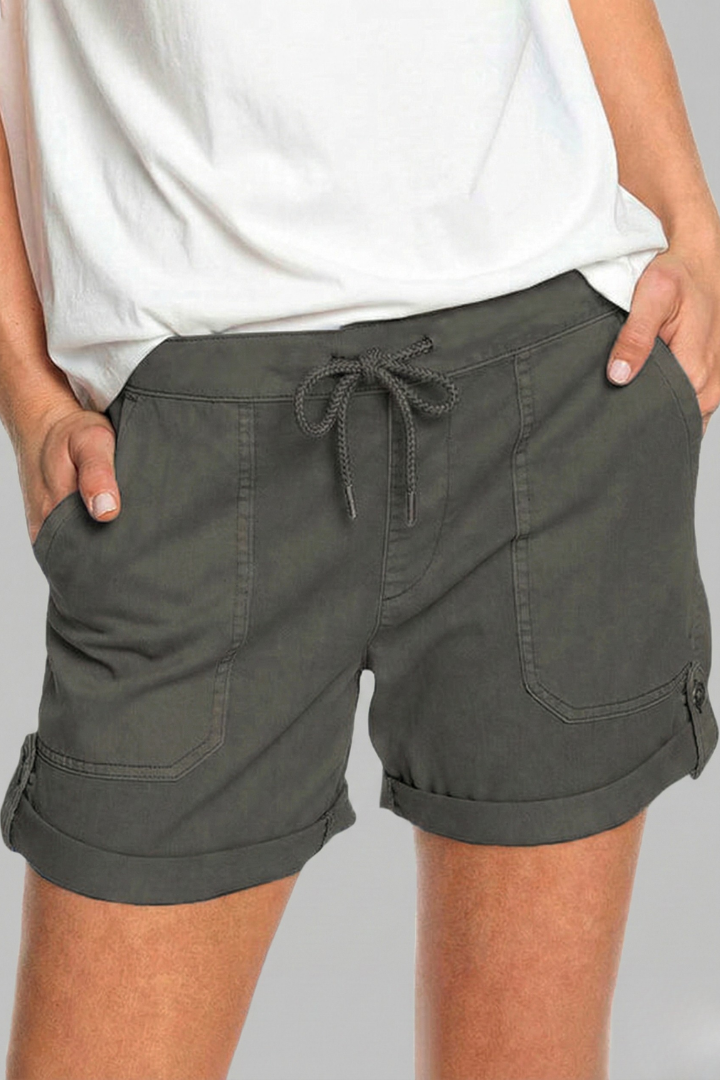 Women’s Shorts with Drawstring Waist and Rolled Hem