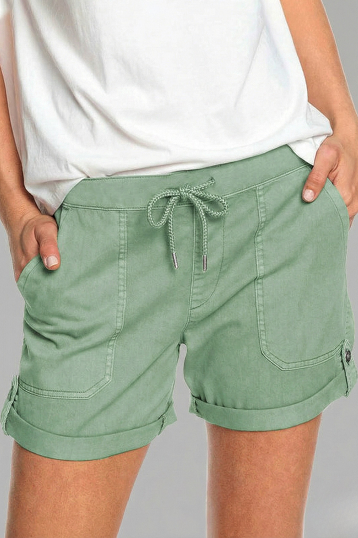 Women’s Shorts with Drawstring Waist and Rolled Hem