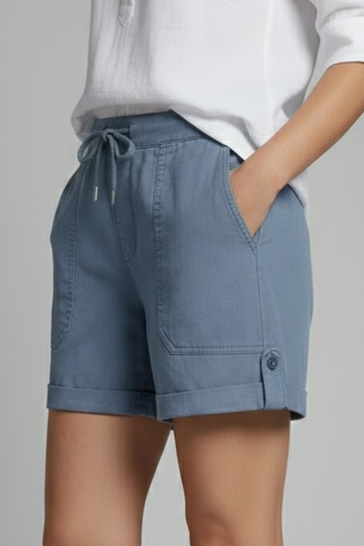 Women’s Shorts with Drawstring Waist and Rolled Hem