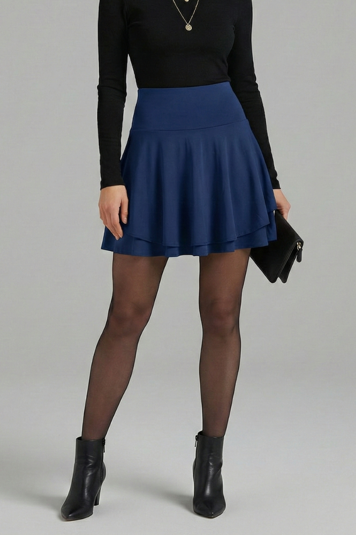 Women’s Skirt with High Waist and Built-In Shorts