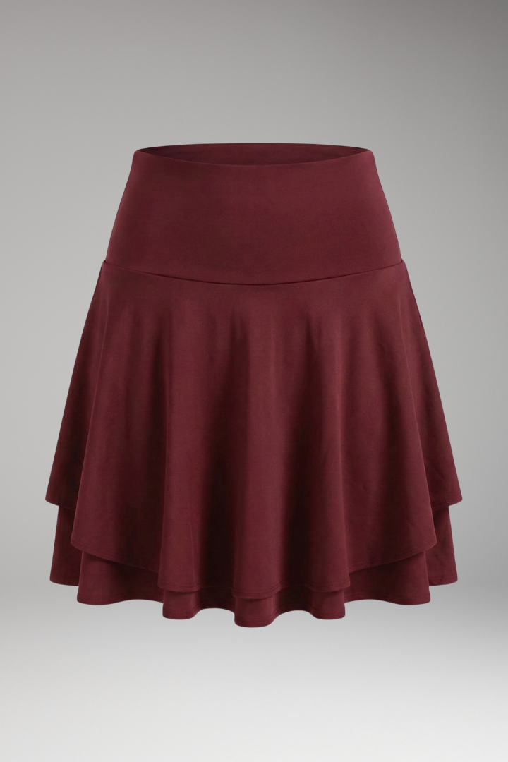 Women’s Skirt with High Waist and Built-In Shorts