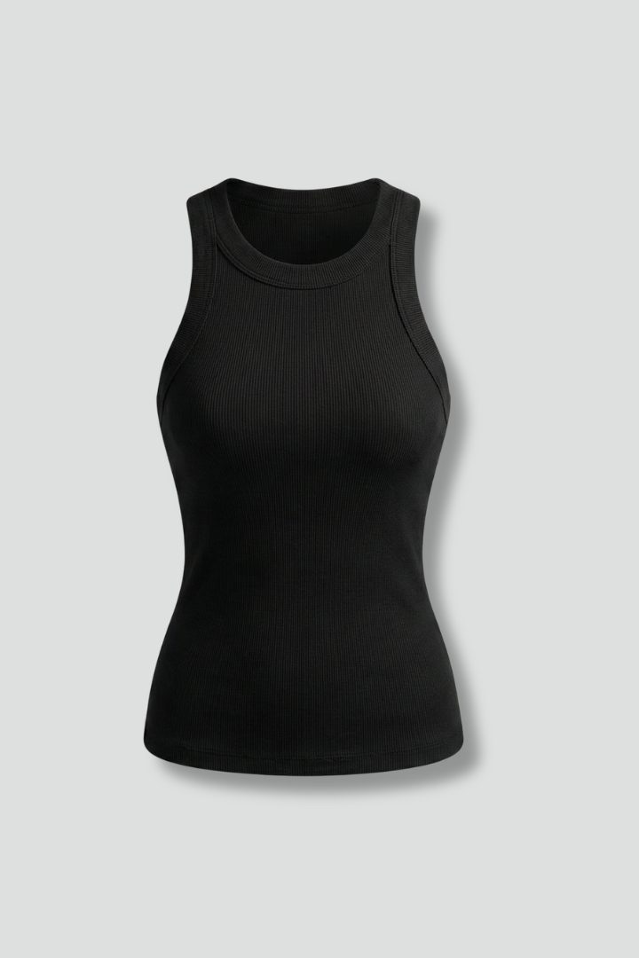 Women’s Sleeveless Top with Round Neck and Fitted Cut