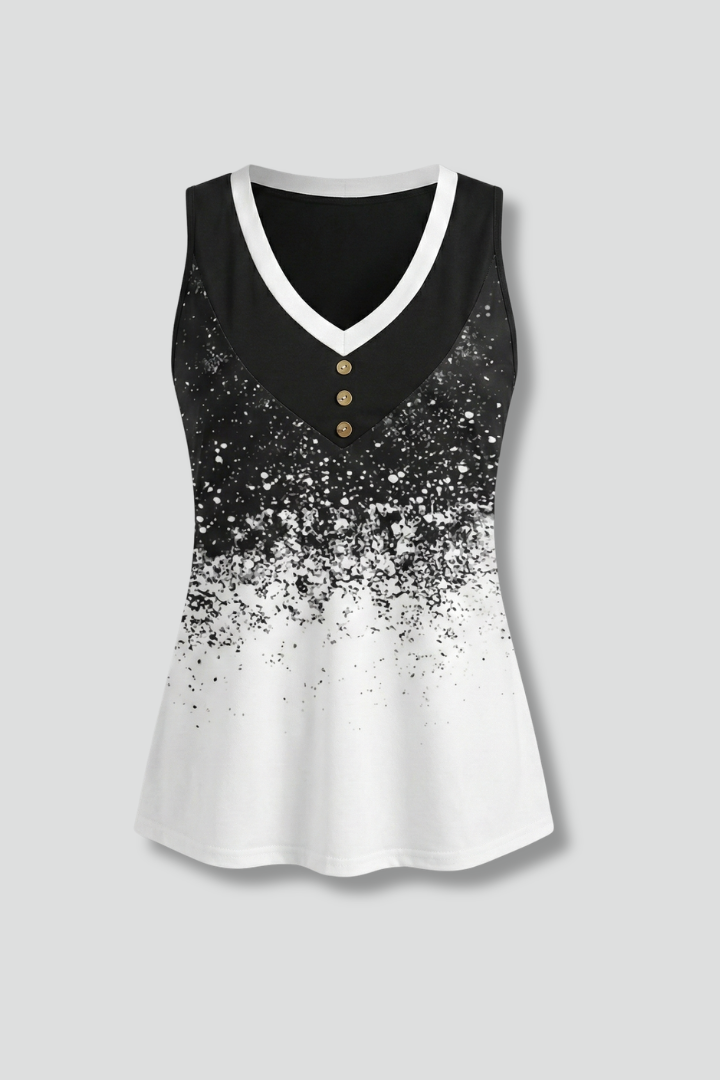 Women’s Sleeveless Top with V-Neck and Gradient Print
