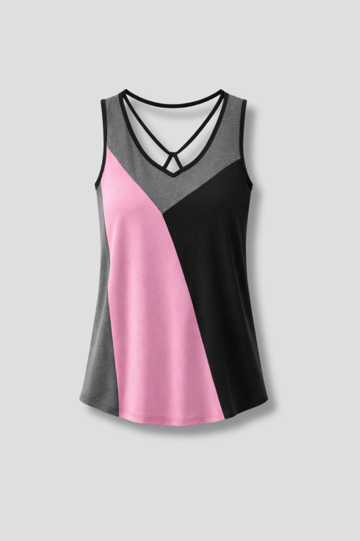 Women’s Sleeveless Top with V-Neck and Strap Detail