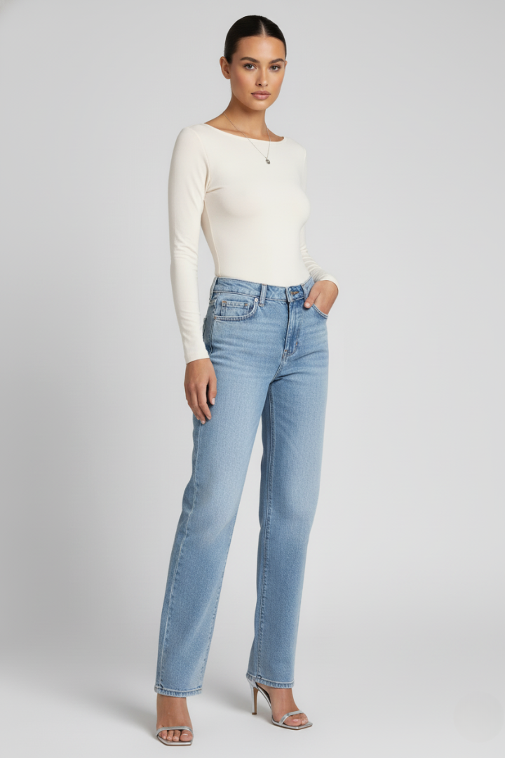 Women’s Straight Jeans with Mid-Rise Waist