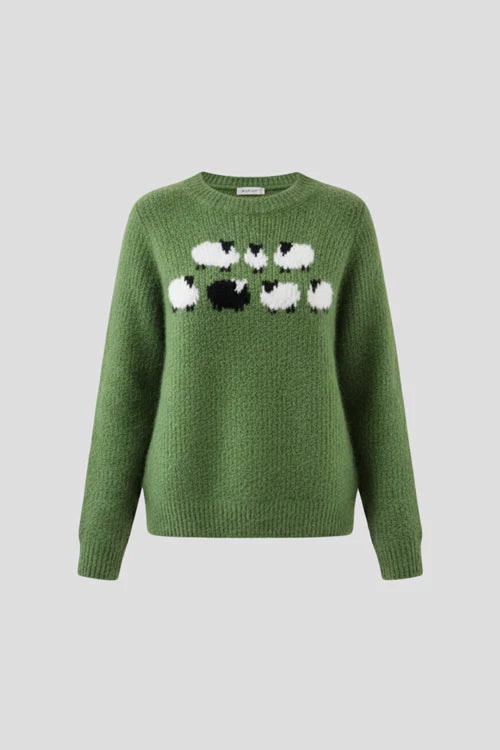 Women’s Sweater with Round Neck and Textured Pattern Surface