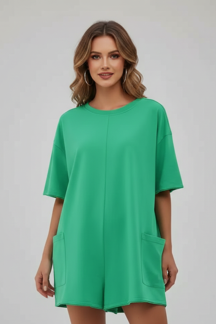 Women’s T-Shirt Dress with Crew Neck and Short Sleeves