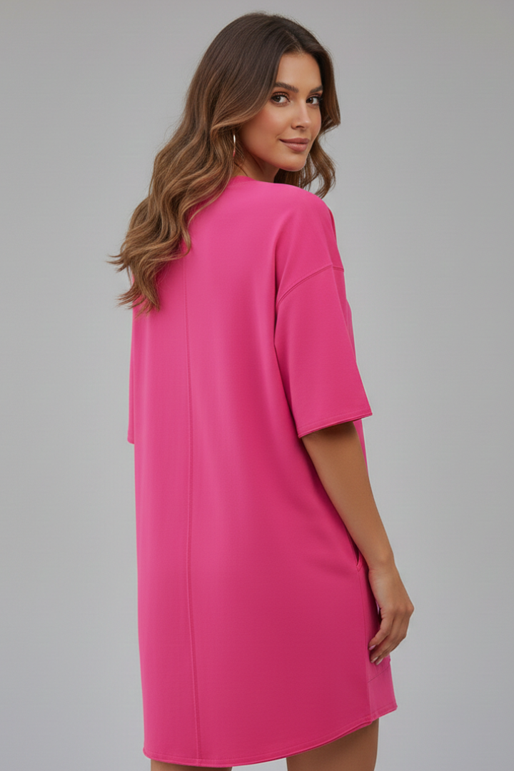 Women’s T-Shirt Dress with Crew Neck and Short Sleeves