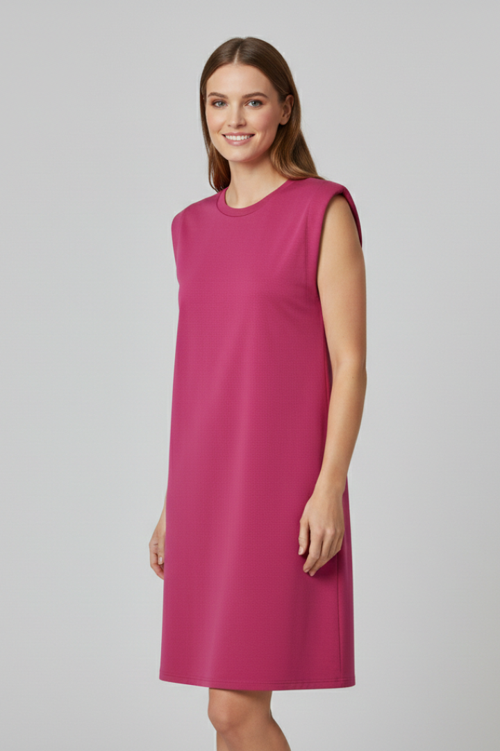 Women’s T-Shirt Dress with Shoulder Pads and Sleeveless Cut