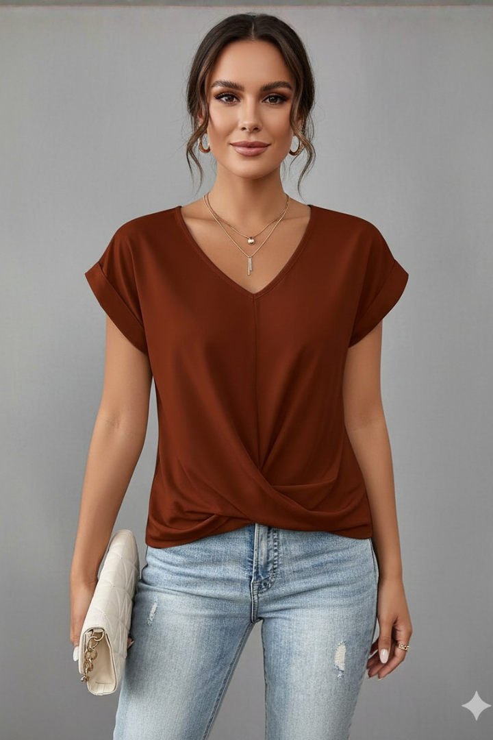 Women’s T-Shirt with V Neckline and Short Sleeves
