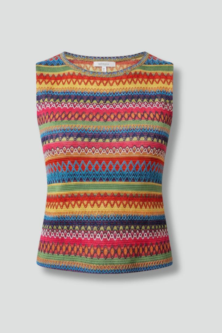 Women’s Tank Top with Round Neck and Striped Pattern