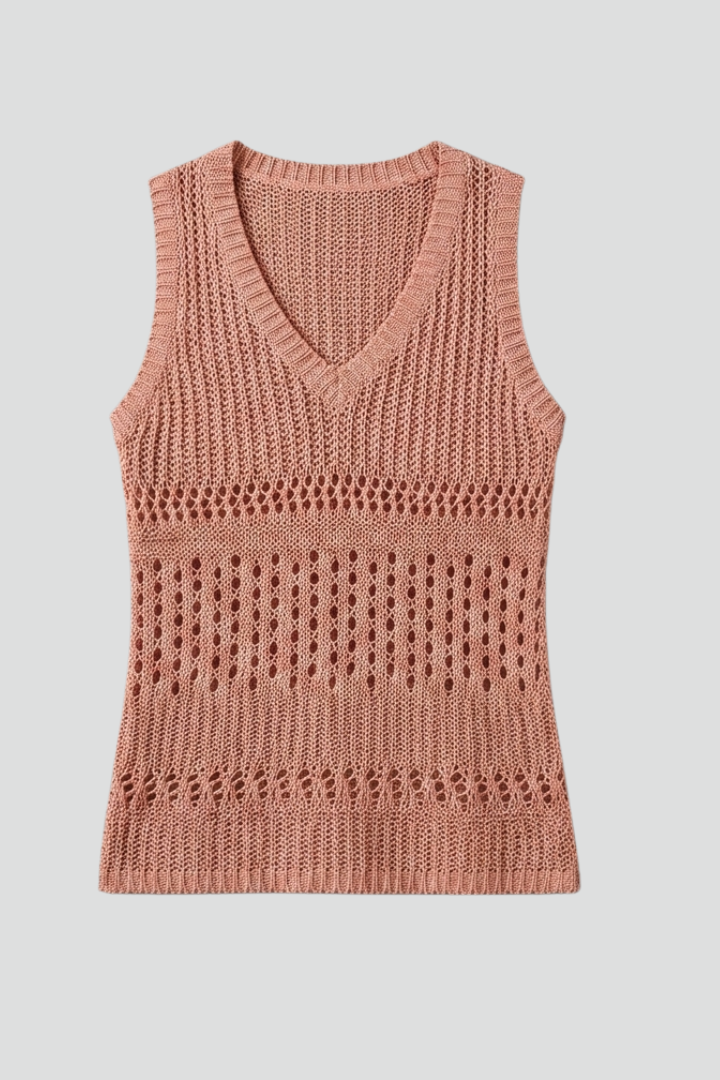 Women’s Tank Top with V-Neck and Openwork Surface